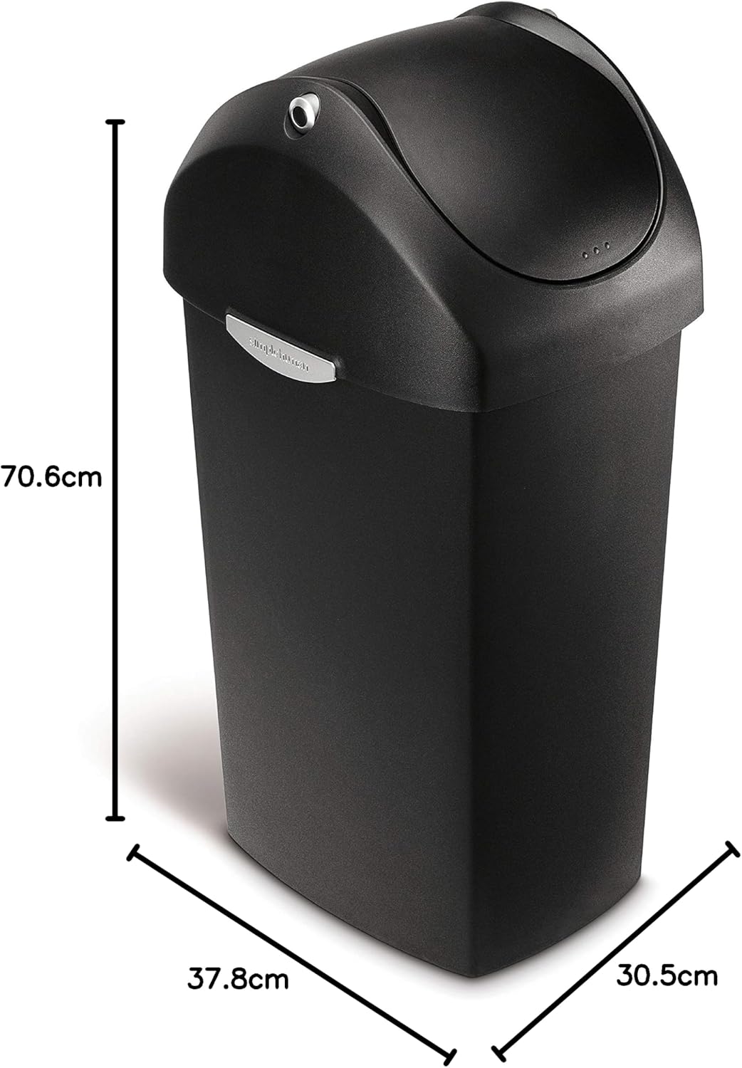 simplehuman, 40 Liter, Schwingdeckel Abfalleimer, schwarz, 5 Jahre Garantie 40 L Schwarz, 40 L Schwa