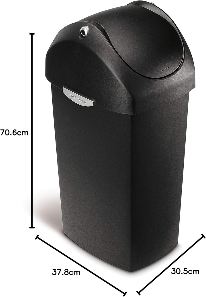 simplehuman, 40 Liter, Schwingdeckel Abfalleimer, schwarz, 5 Jahre Garantie 40 L Schwarz, 40 L Schwa