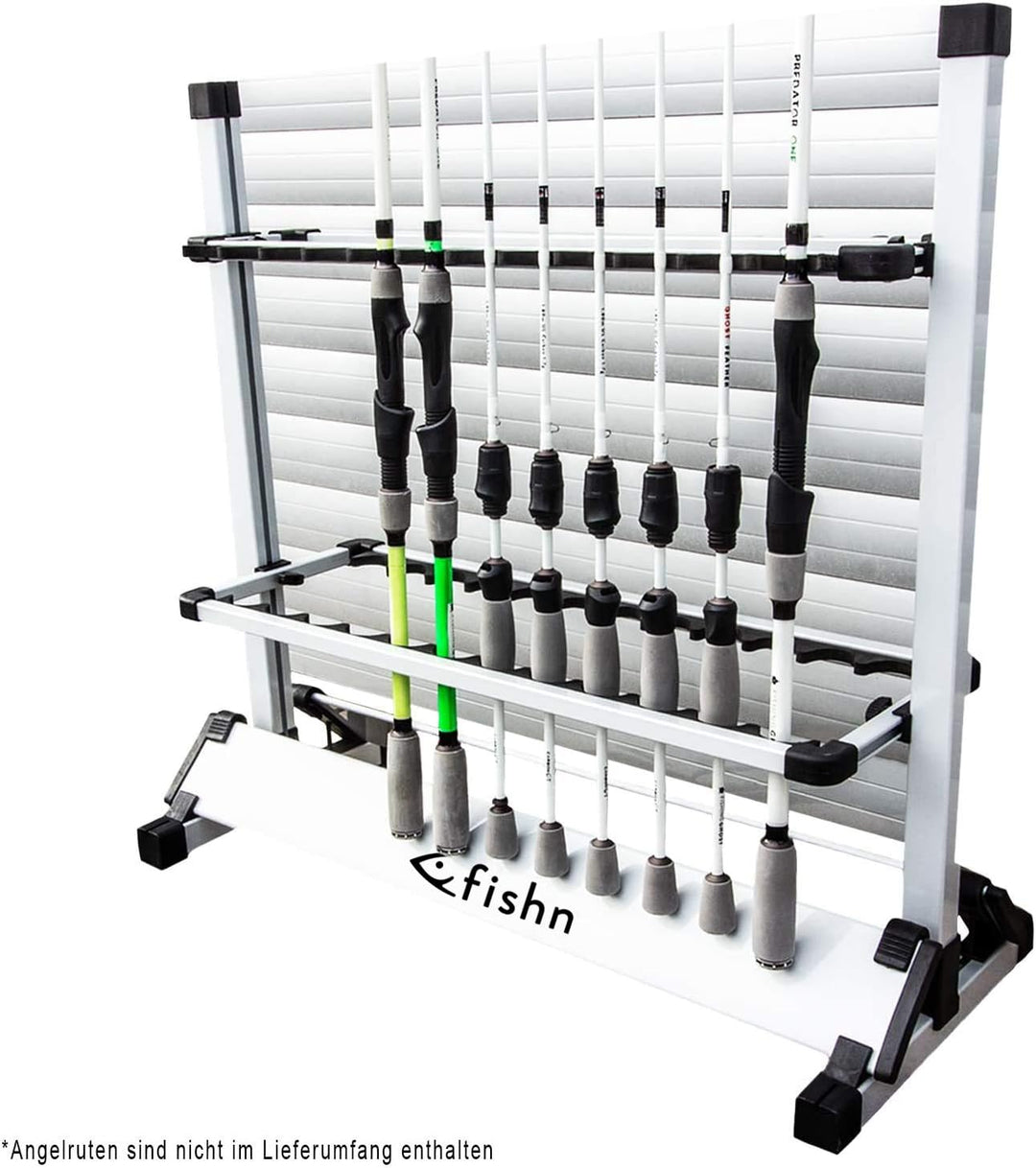 FISHN® Rutenständer für 24 Angelruten aus hochwertigem Aluminium, Rutenhalter, Angelrutenhalter - 72