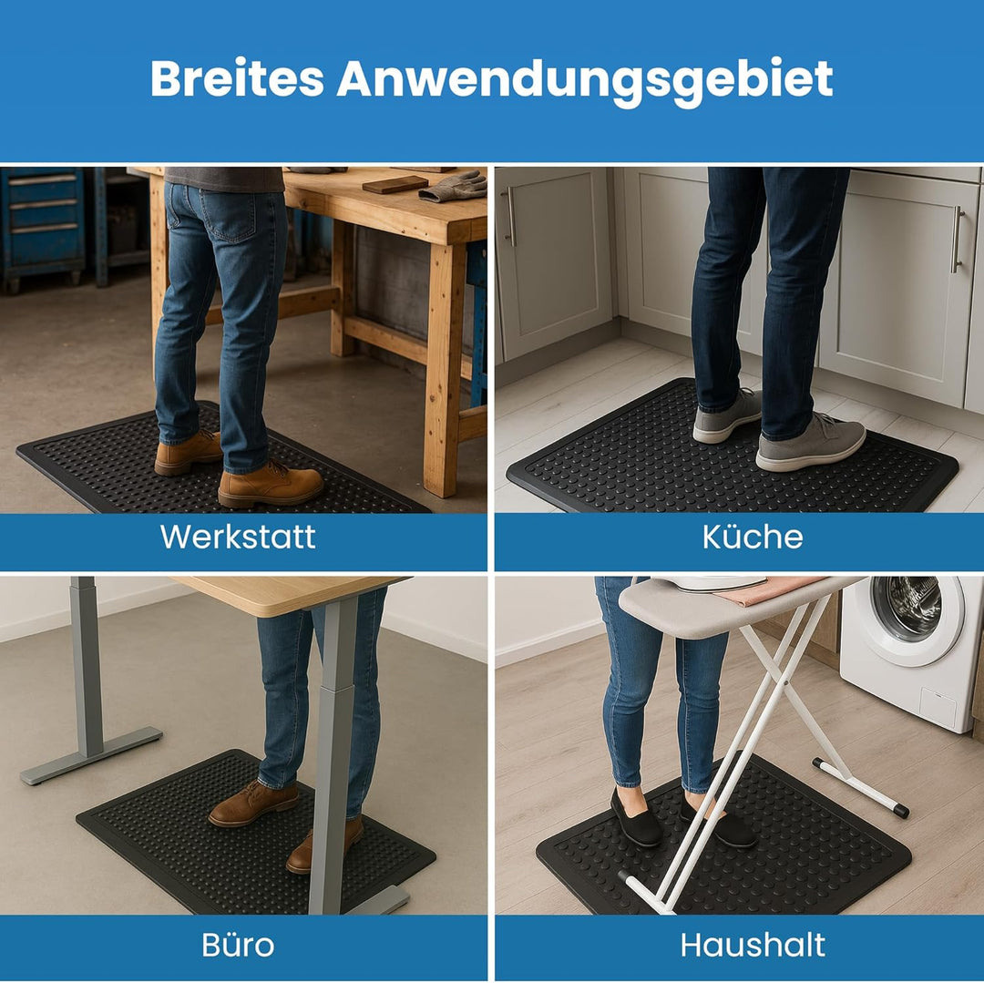 Ergonomische Arbeitsplatzmatte - Anti-Ermüdungsmatte - 60x90cm - 15mm Noppen 60 x 90 cm / Schwarz, 6