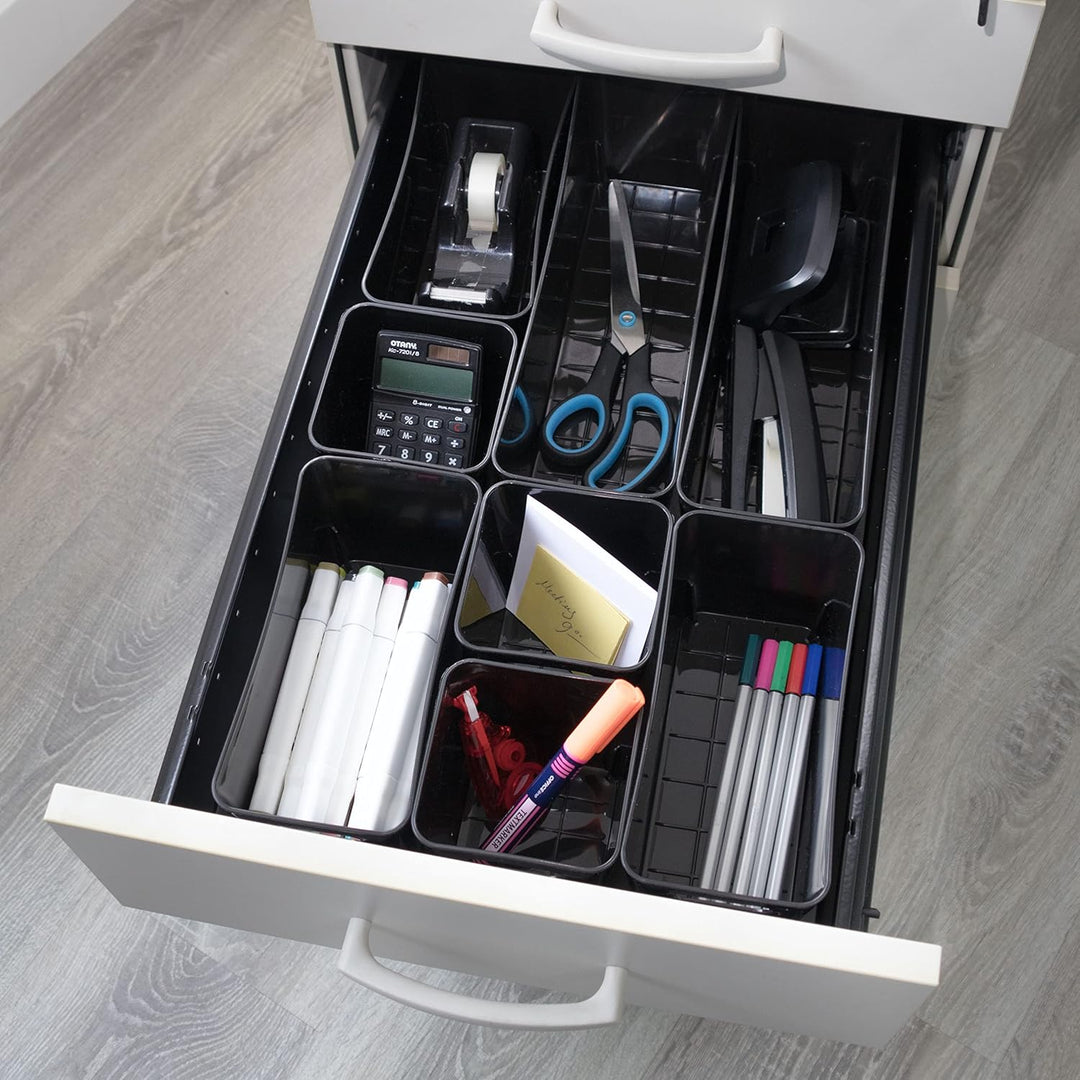 #11 12 x Ordnungsbox - 10 cm hoch - schwarz - 10 x 10 cm - Ordnungskorb - Regalorganizer Wandregal -