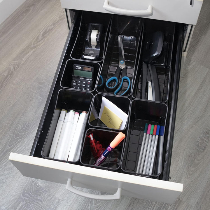 13 Teile Organizer Set - 10 cm hoch - weiss - Boxen in 3 Grössen - Schubladeneinsatz - passend für S