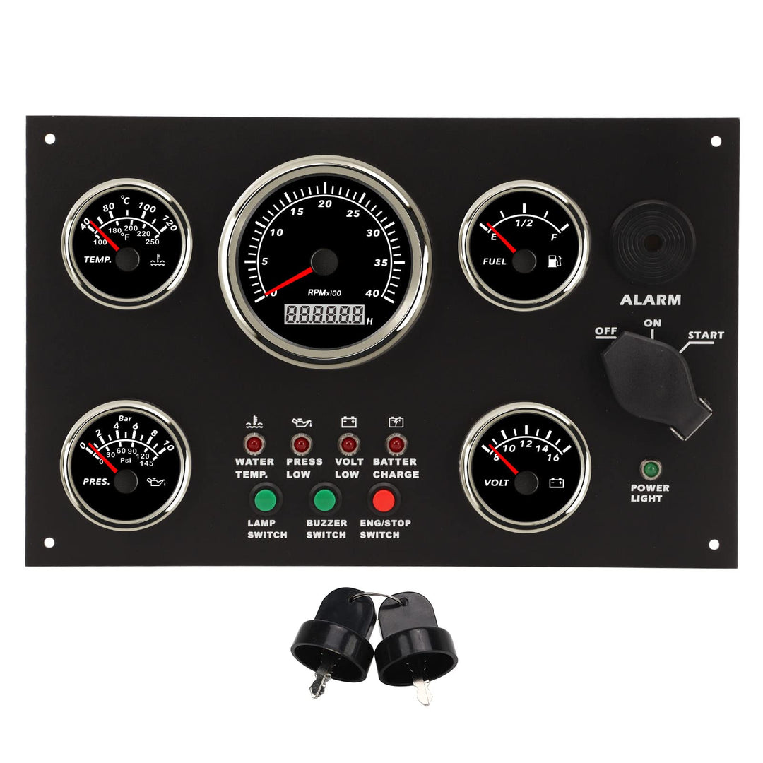 Aramox Marine-Instrumententafel, Boots-Instrumententafel Tachometer Kraftstoffstand Wassertemperatur