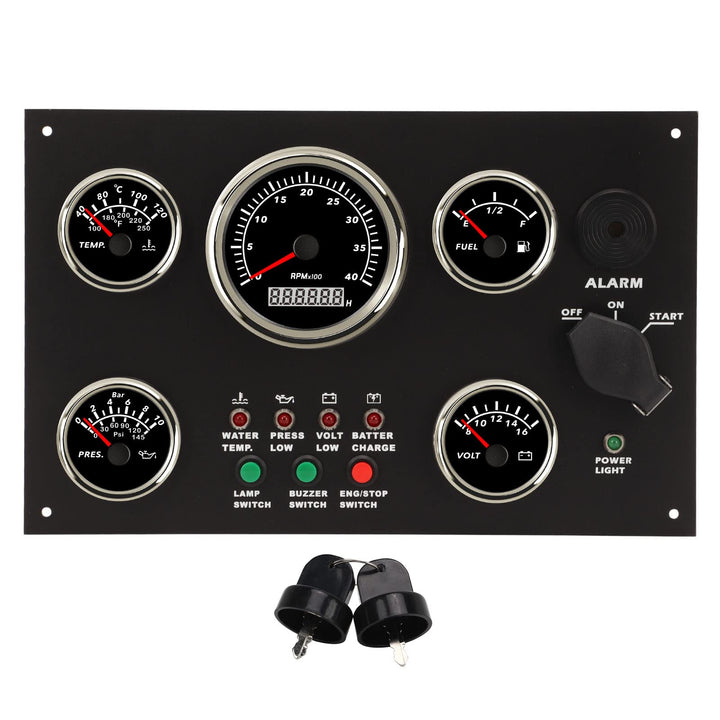 Aramox Marine-Instrumententafel, Boots-Instrumententafel Tachometer Kraftstoffstand Wassertemperatur