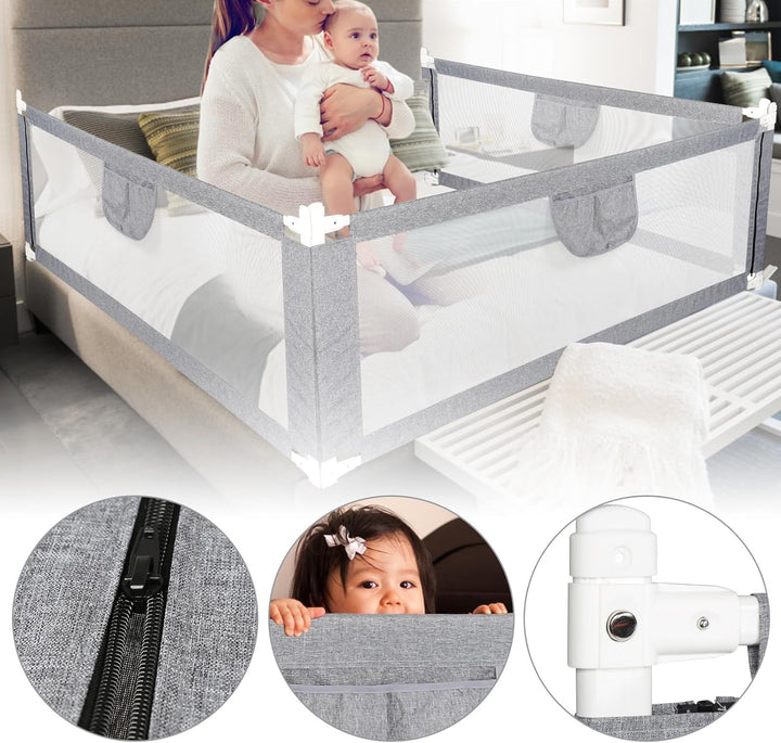 Bettschutzgitter 180×80 cm Rausfallschutz Bett – Bettgitter Rausfallschutz für Baby & Kleinkind, Box