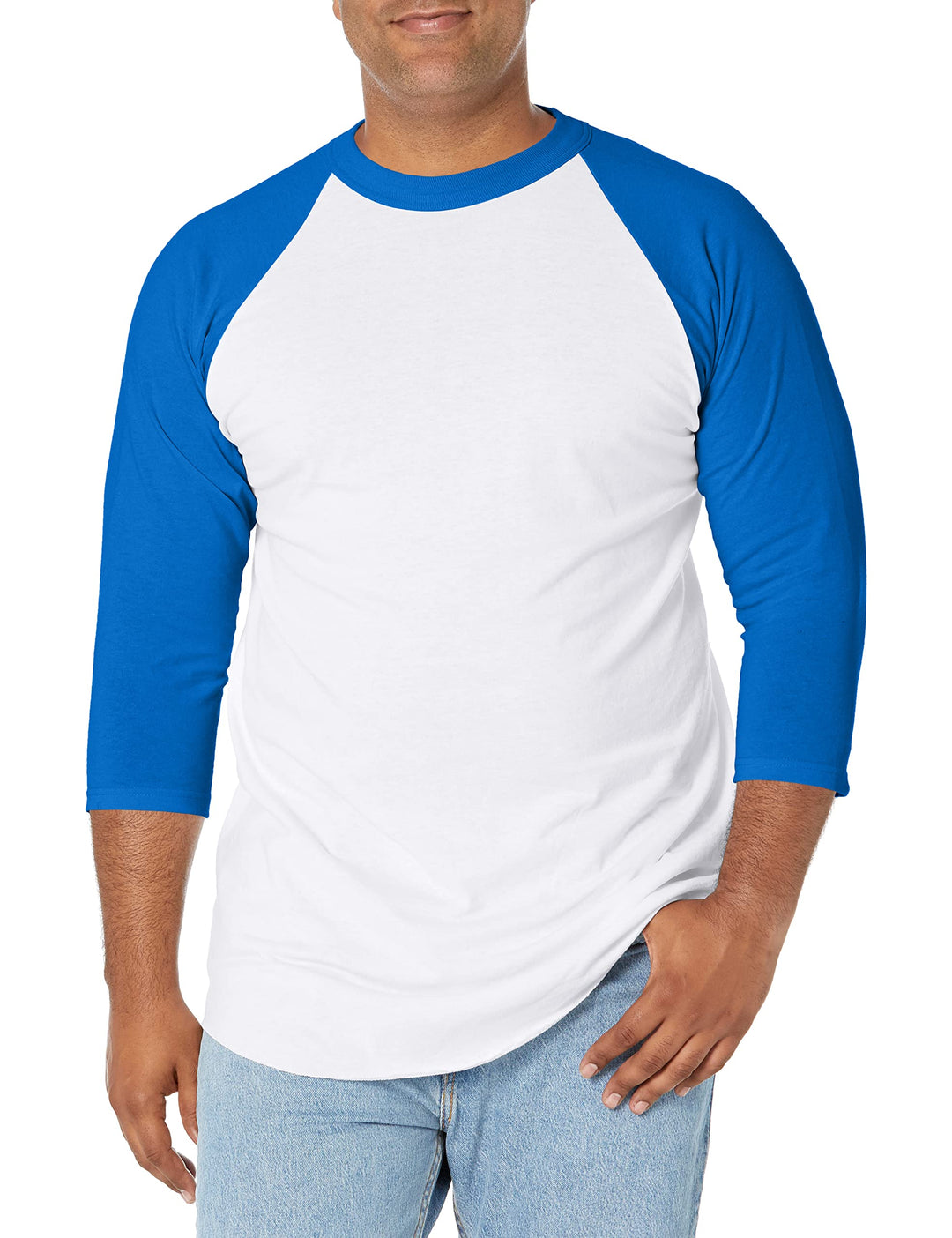 SOFFE Unisex Baseball Jersey T-Shirt Baseball Jersey T-Shirt (1er Pack) S Weiss/Königsblau (2er-pack