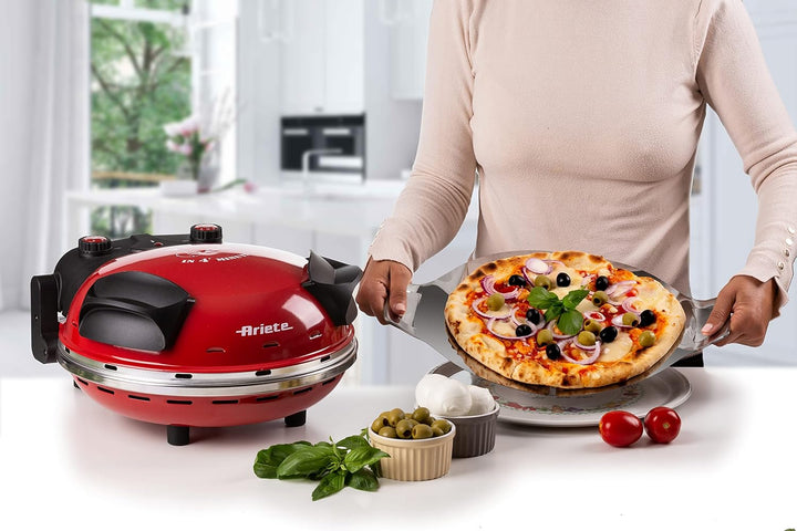Ariete 909, Pizzaofen, 400°C, Platte aus feuerfestem Stein, backt Pizza in 4 Minuten, 33 cm Durchmes