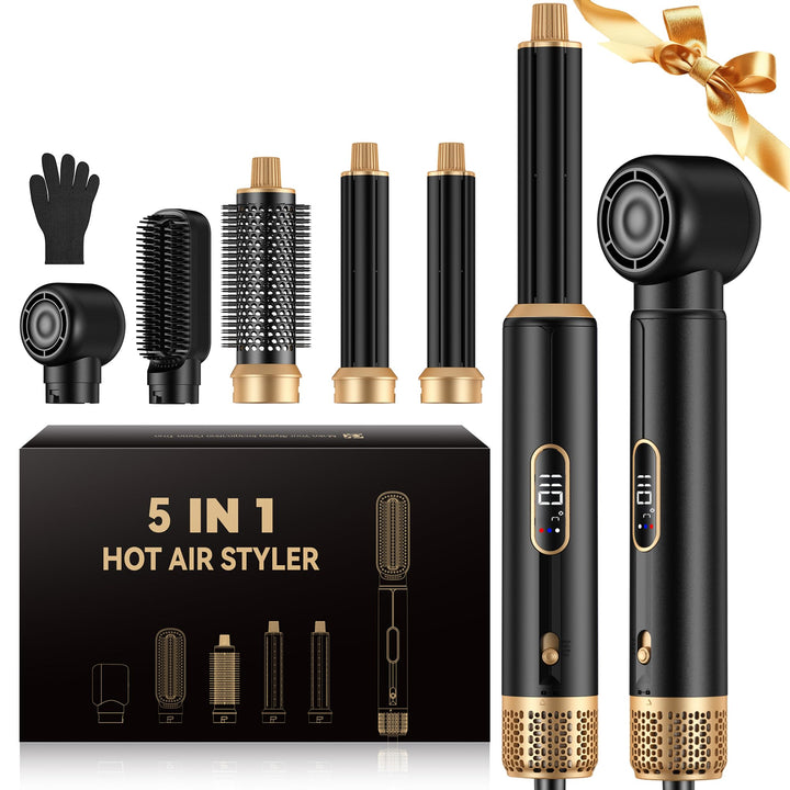 Hairstyler Multistyler 1000W 5 IN 1 Haarstyler, LCD Air Brush Rundbürstenföhn, Lockenstab und Haargl