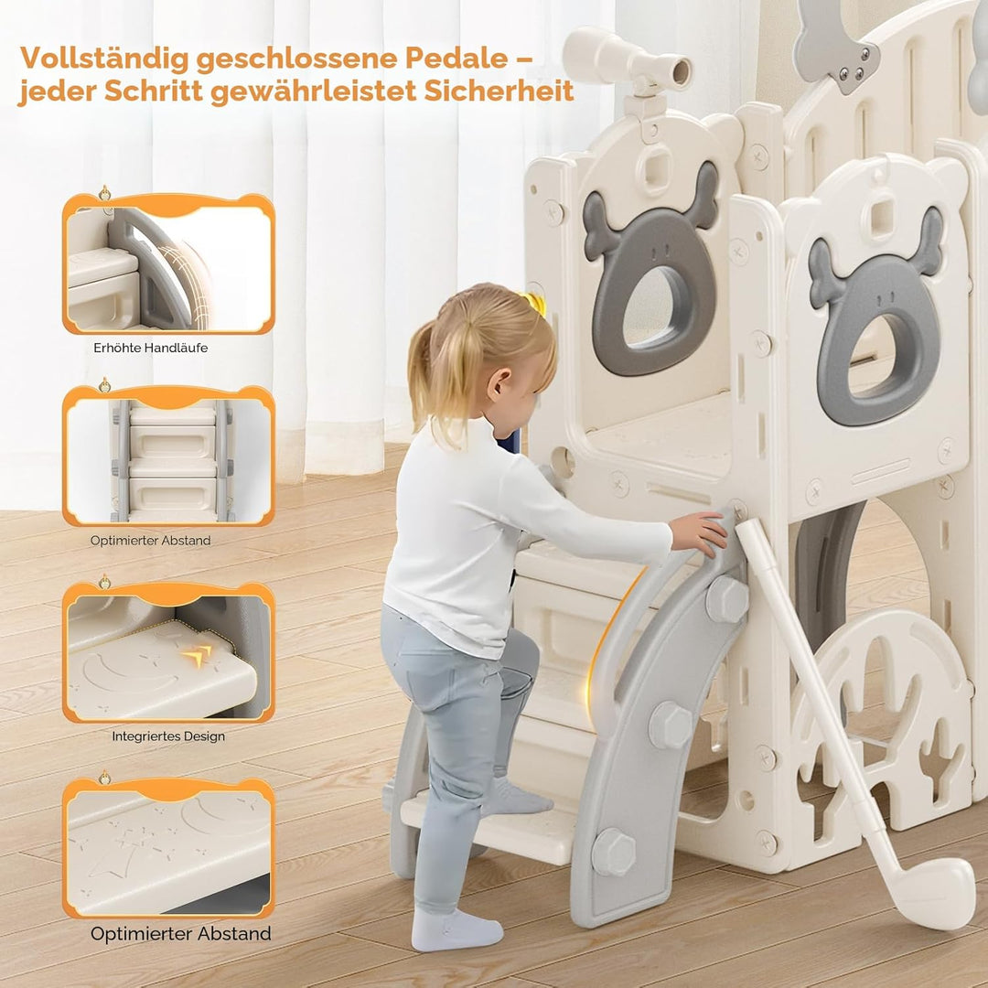Krovtoy Kinderrutsche, Kleinkinderrutsche freistehend mit Basketballkorb, Kleinkinderklettergerüst,
