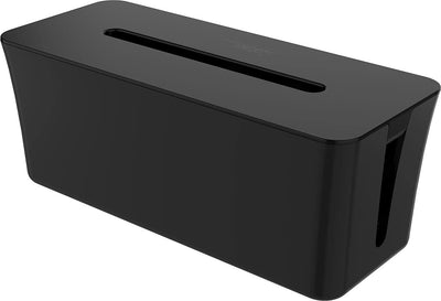 Callstel Steckdosenbox: Kabelbox gross, 40x15,5x16,5 cm mit Ladesteckplatz im Deckel, schwarz (Wallb