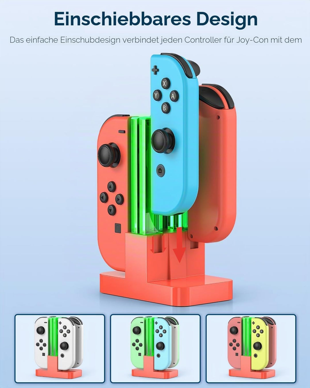FYOUNG Switch Controller Ladestation Kompatibel mit Nintendo Switch/Switch OLED Joy Con, Quad Switch