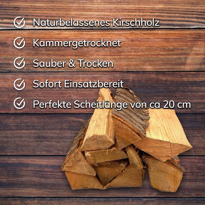 Landree Kirsche Smoker-Holz 15 kg - 20 cm Scheitlänge - Süsslich-fruchtiges Räucherholz, naturbelass