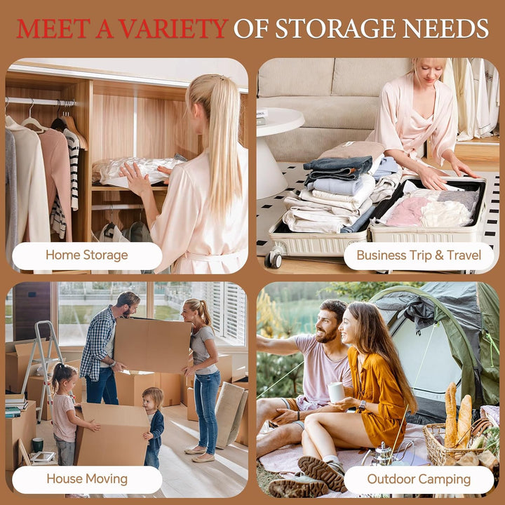 Vakuumbeutel für Kleidung mit Kabelloser Vakuumpumpe, 12er-Pack (4 gross, 4 mittelgross, 4 klein), W