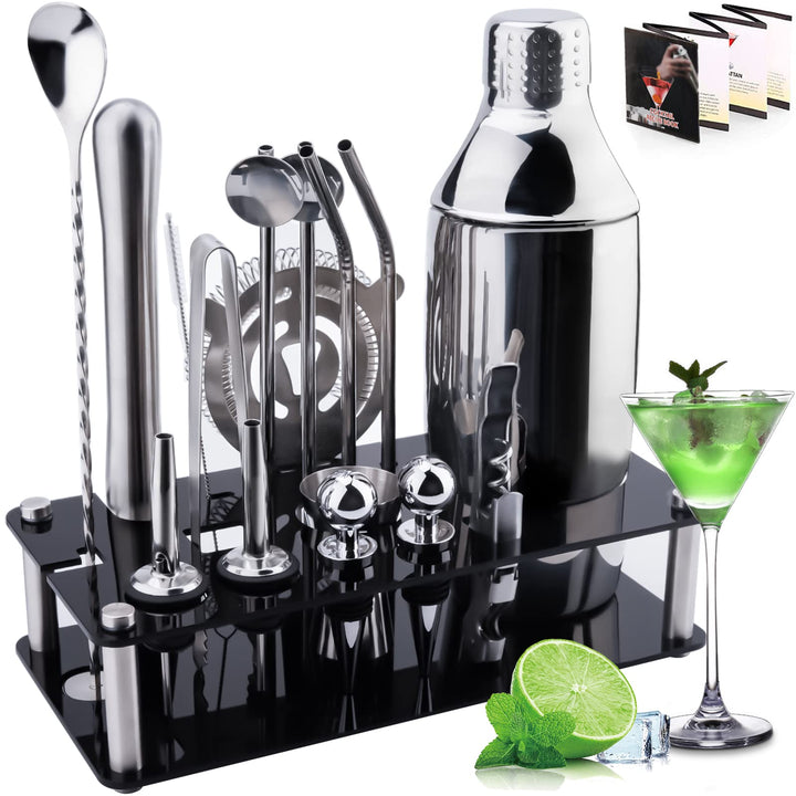 Cocktail Set 18 Stück, Cocktail Shaker, Edelstahl Cocktail Zubehör Mix Set, Professionelles Barzubeh
