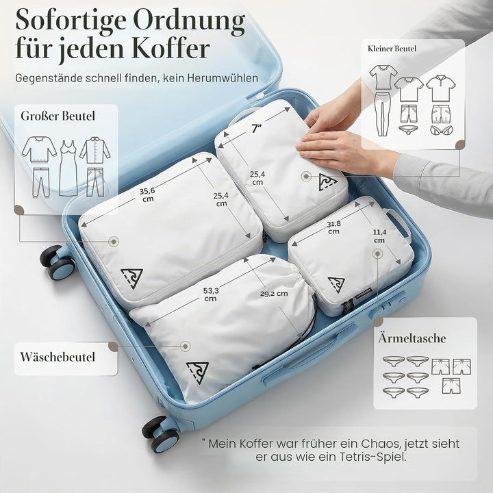 Deluxe Kompressions-Verpackungswürfel für Reisen, Platz maximieren im Gepäck, patentiertes HybridMax