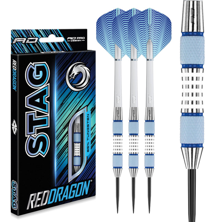 RED DRAGON Stag 24g, 26g, 28g oder 30g Professional Tungsten Darts Set mit Flights und Schäfte 24.0
