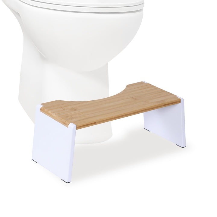 Relaxdays Toilettenhocker, klappbar, Hocker Toilettengang, Erwachsene, Bambus, rutschfest, HBT 19x43