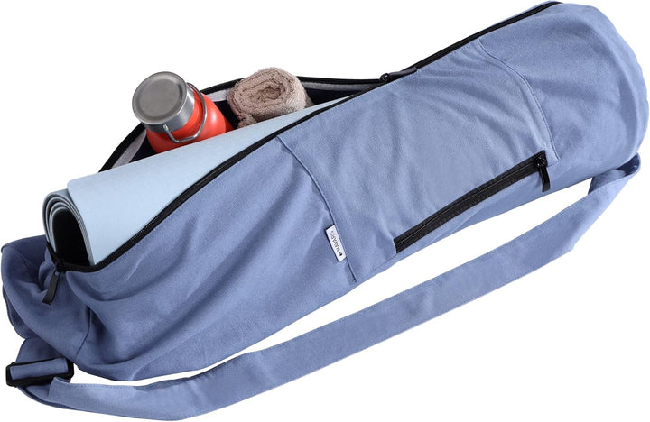 Navaris XXL Yogatasche für Yogamatte aus Baumwolle - Tasche für Yoga Matte mit Reissverschluss Trage