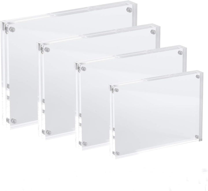 AMEITECH Acryl Bilderrahmen 15 x 20 cm, Magnetischer Acryl-Block Bilderrahmen, Desktop Rahmenlose Fo