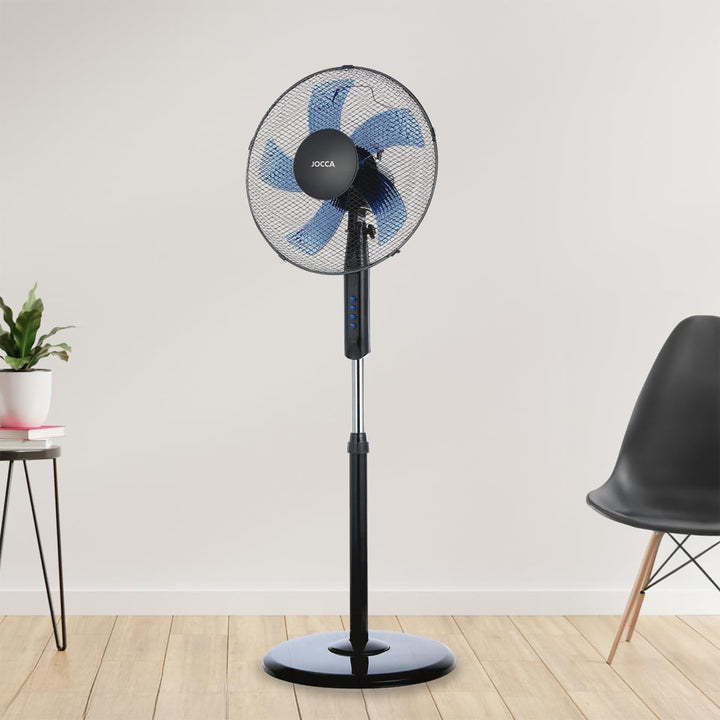 Jocca – Standventilator 40 cm/ 3 Geschwindigkeiten 45 W/Runde Basis für Stabilität/ 5 Flügel/Höhe 12