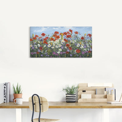 ARTland Leinwandbilder Wandbild Bild auf Leinwand 100 x 50 cm Botanik Blumenwiese Malerei Bunt A7SR