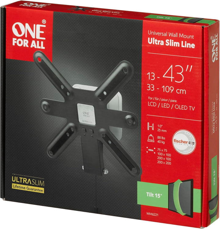 One For All TV-Wandhalterung - Neigbar Fernseher Halterung - Schwarz Weiss – WM6221 NEIGBAR 13-42",