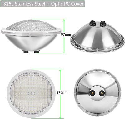 LyLmLe LED Poolbeleuchtung PAR56 Edelstahl 30W Poolscheinwerfer RGB Farbwechsel Externe Synchronisat