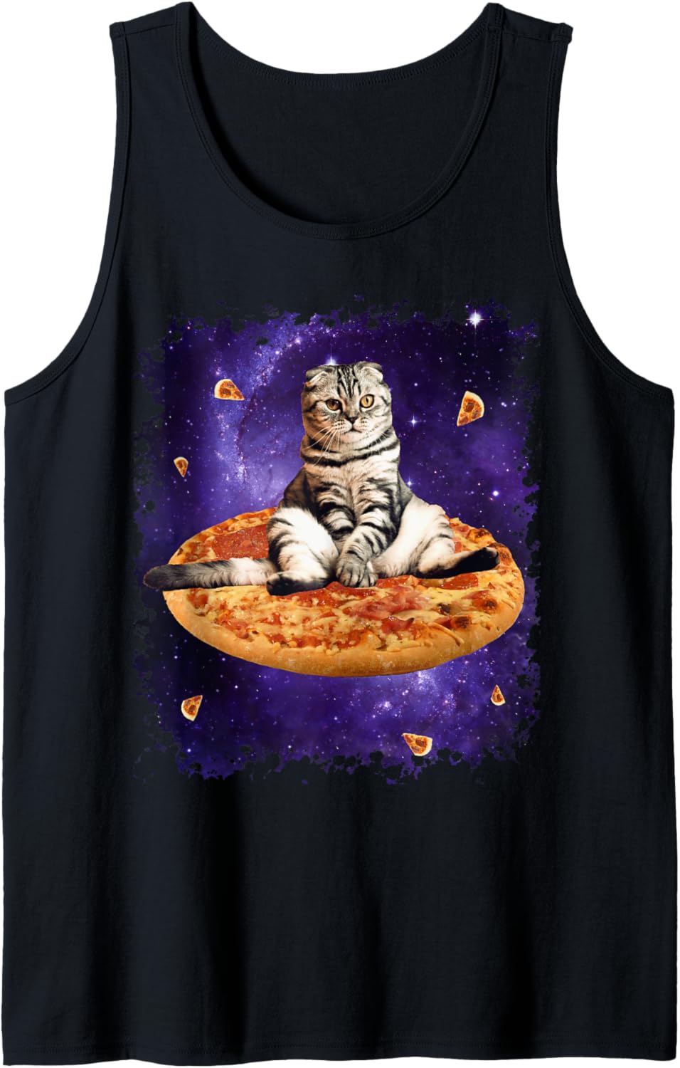 Weltraum Pizza Katze Tank Top