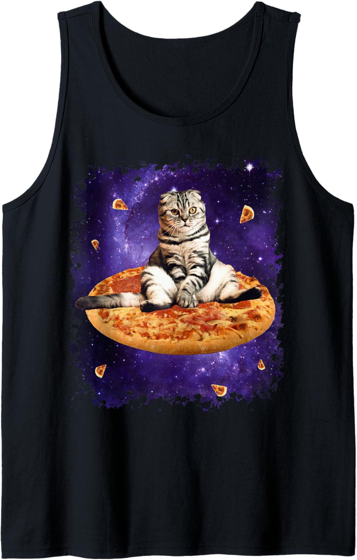 Weltraum Pizza Katze Tank Top