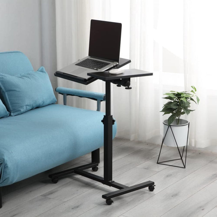 LANTUS Betttisch für Laptop, höhenverstellbar, 5 Rollen, abschliessbar, zusammenklappbar, Holz, PC,