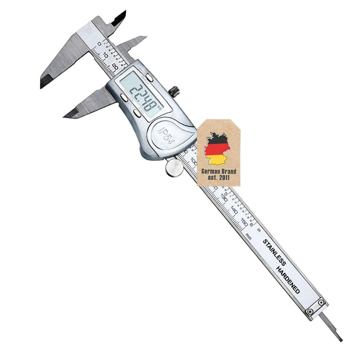 INTIRILIFE Digitaler Messschieber in Silber – 150mm / 6 Zoll IPX54 wasserdichte Edelstahl Schieblehr