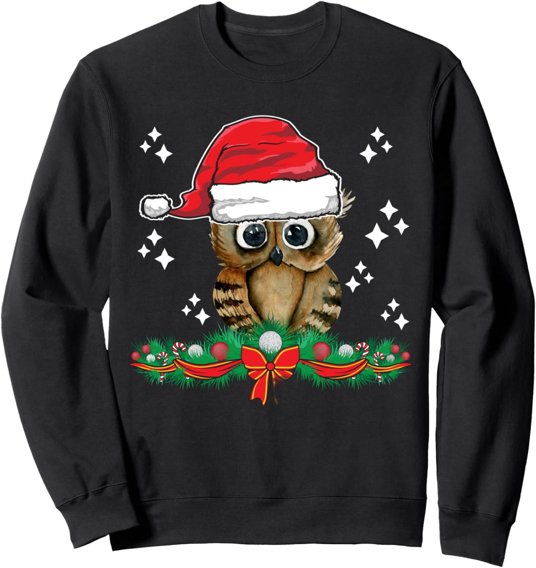 Niedlicher Weihnachts-Eulen-Weihnachtsmann-Mütze, Familien-Pyjama, Weisheit, Urlaub Sweatshirt