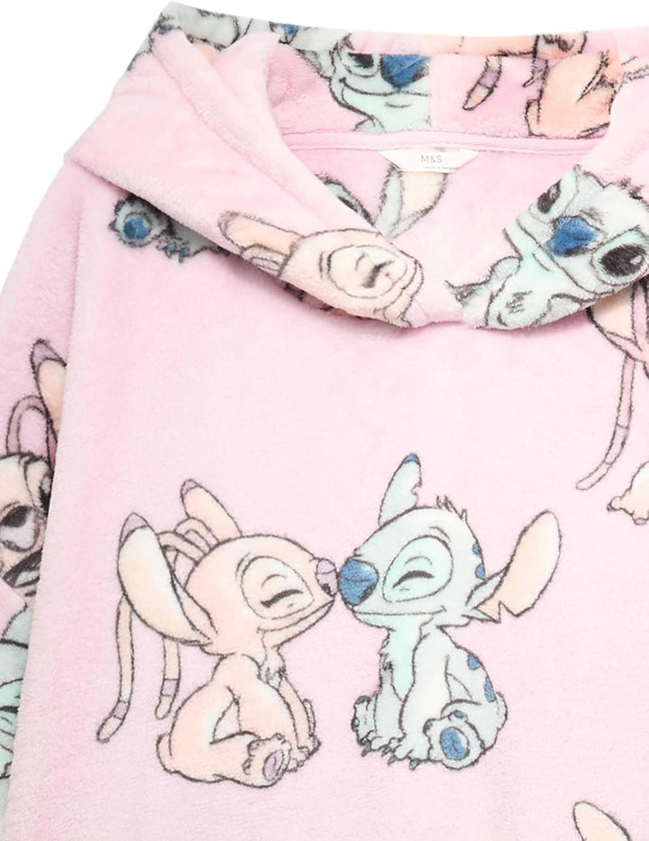 Marks & Spencer Kinder Fleece-Hoodie mit Disney Lilo & Stitch™-Allover-Print – für Mädchen – Weicher