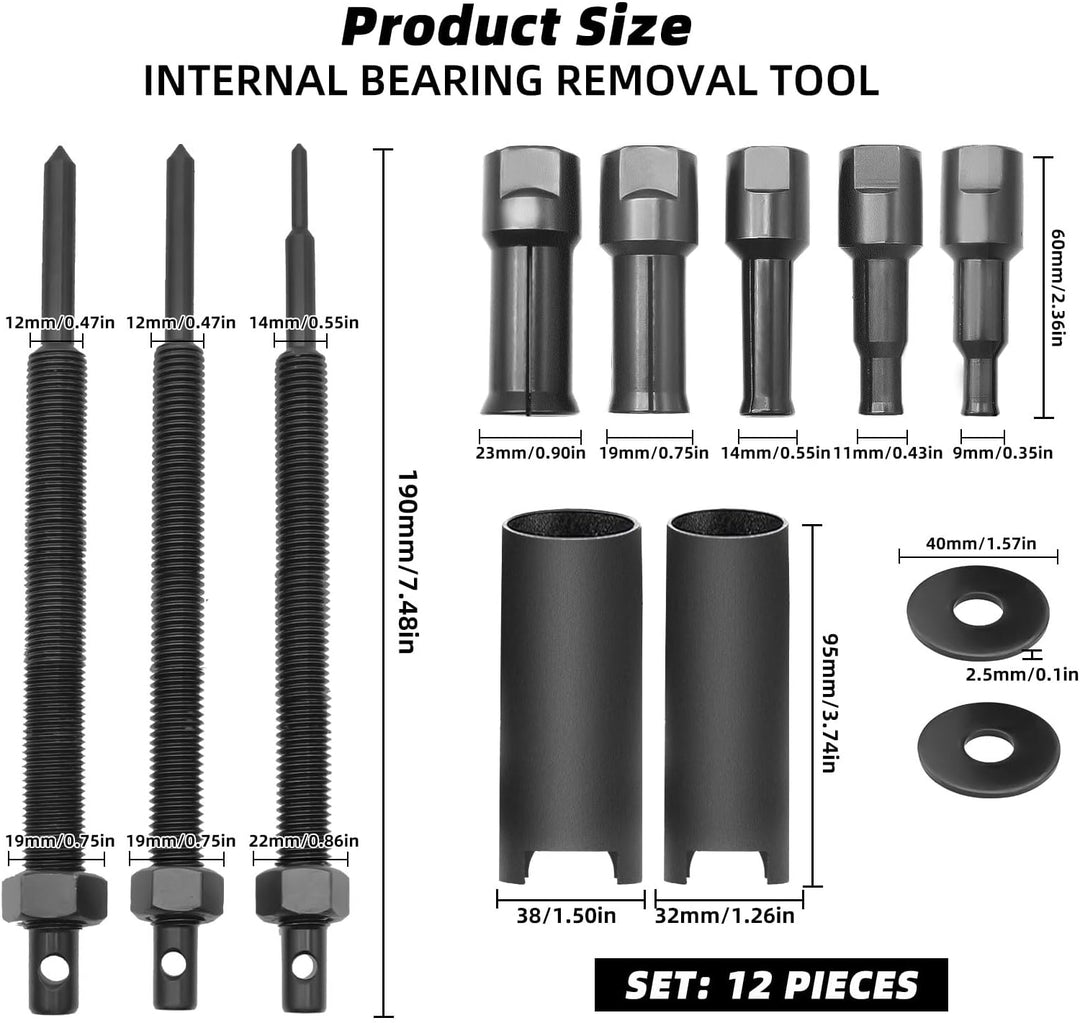 12er Set Motorrad Lagerabzieher Innen Werkzeug 9-23 mm 5 Grössen Innenlager Abzieher Kugellager Inne