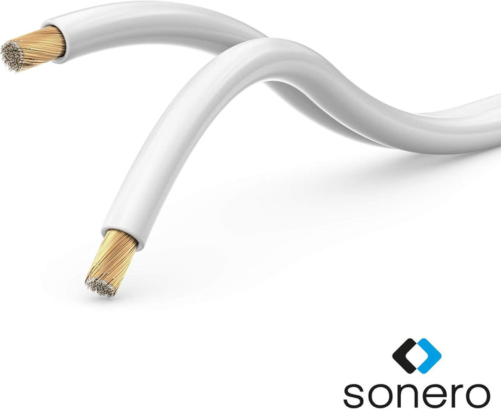 sonero® 100 Meter 2x1,50mm² CCA Lautsprecherkabel / Boxenkabel, Farbe: weiss 2x1,50mm² 100m weiss, 2