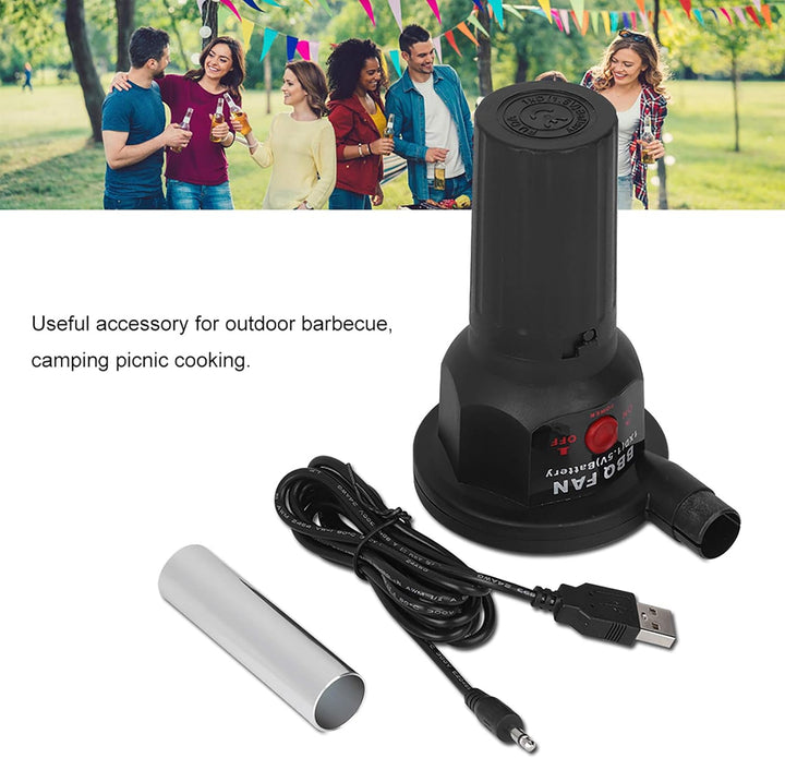 Haofy Grillluftgebläse Tragbares Grillgebläse mit USB-Kabel, Handgrill-Ventilator Grillstrom-Luftgeb