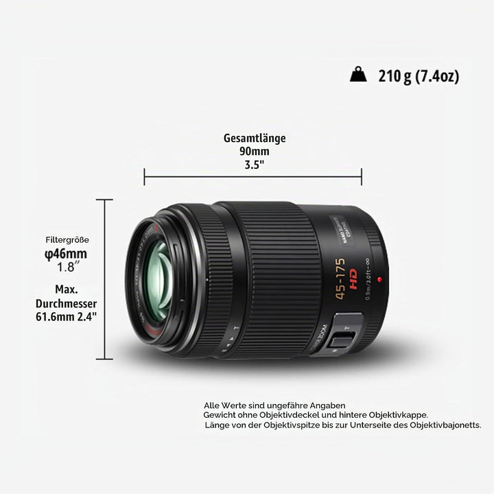 Panasonic H-PS45175E LUMIX G X Vario Tele Powerzoom 45-175 mm F4.0-5.6 ASPH Objektiv (90-350 mm KB,