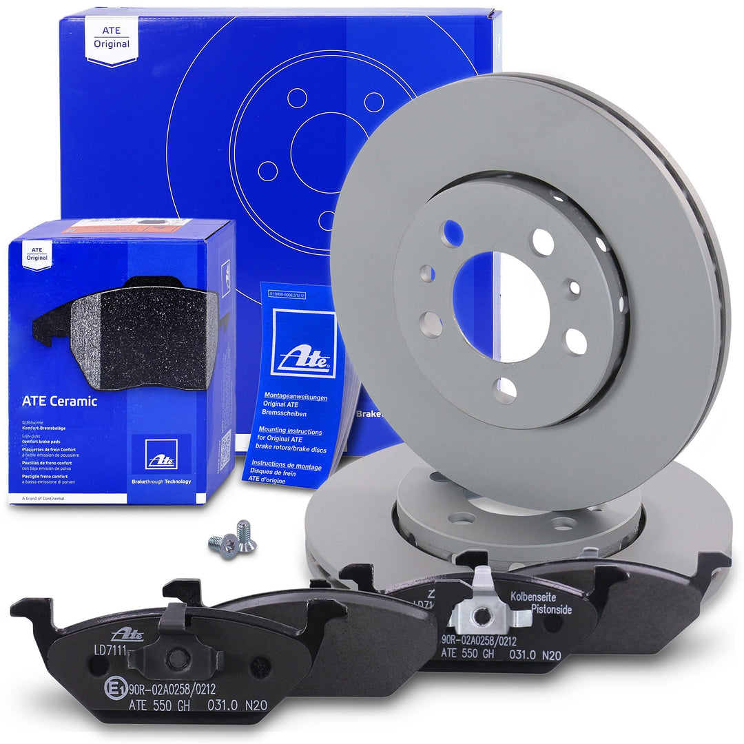 ATE Bremsenset Vorderachse inkl. Bremsscheiben vorne Ø 256 mm belüftet und Ceramic Bremsbeläge vorne