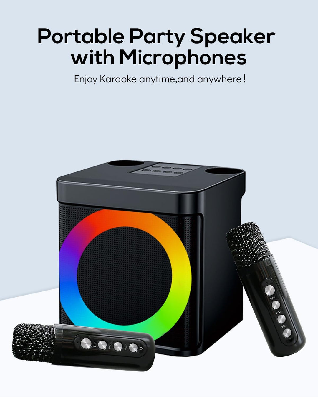 Karaoke Maschine, Karaoke Box mit 2 mikrofonen für Erwachsene und Kinder