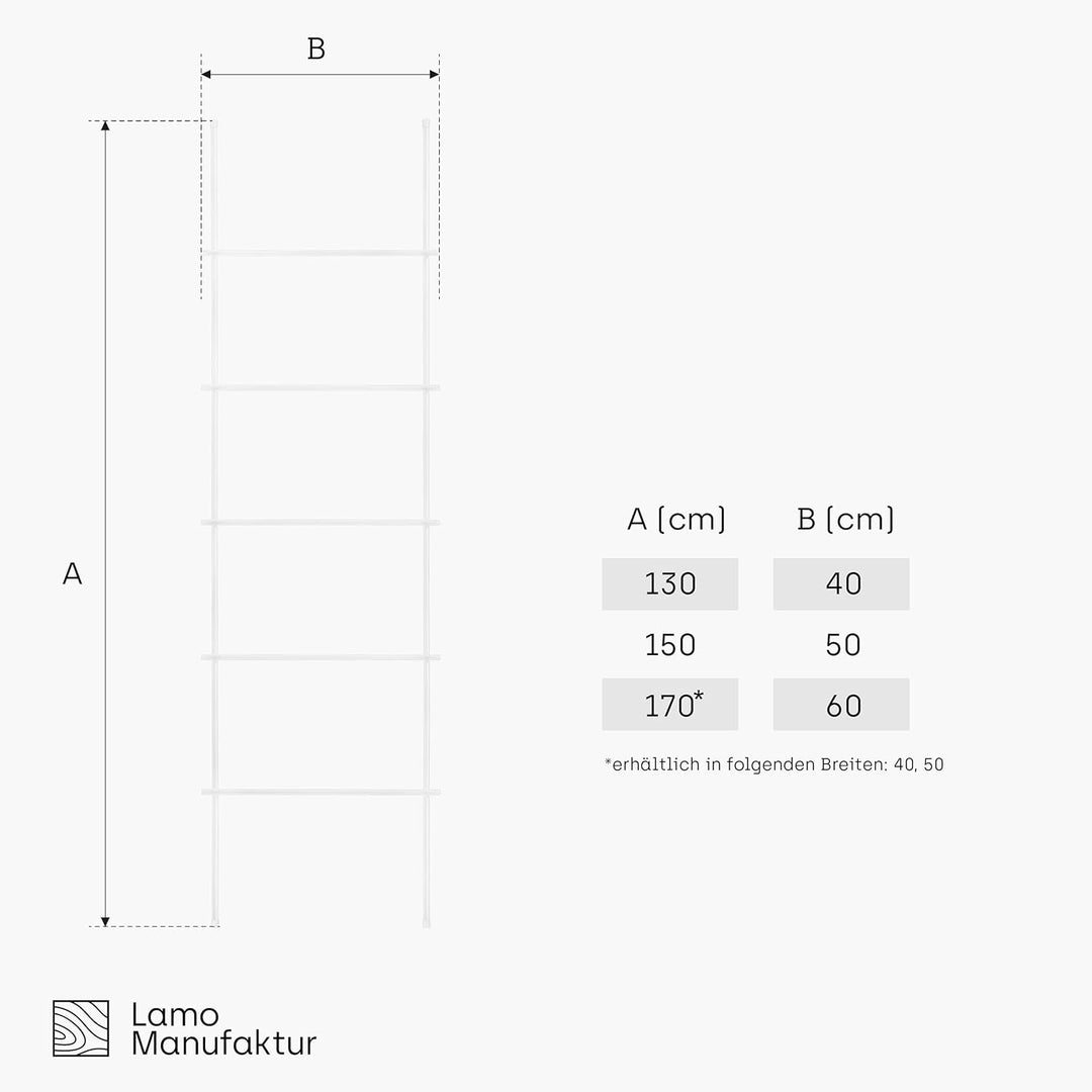LAMO Manufaktur Handtuchleiter Handtuchhalter Zeitschriftenhalter Loft, 170x40 cm, Weiss, LLS-170-40