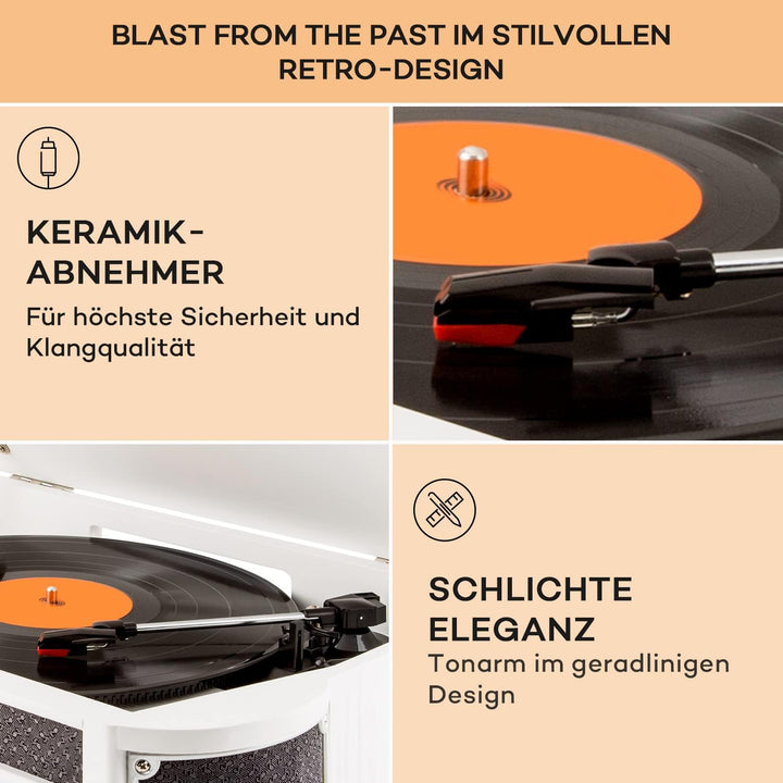 auna Belle Epoque 1908 - Retroanlage, Plattenspieler, Stereoanlage, Digitalradio, Radio-Tuner, MP3-f