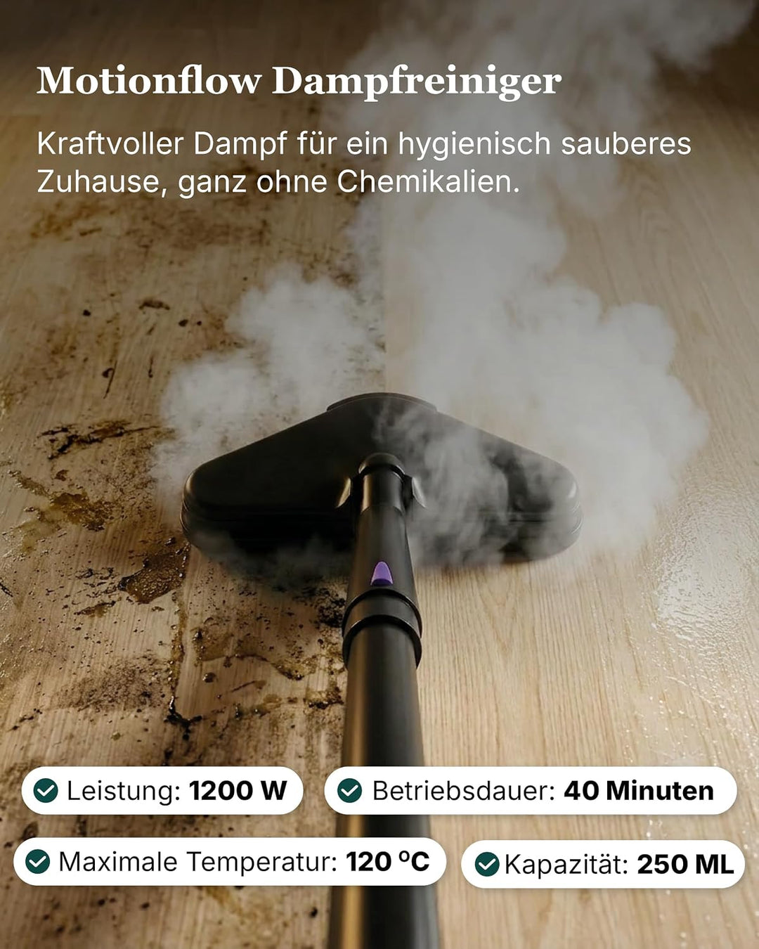 Motionflow Dampfreiniger für alles – 16-in-1 Hochdruck Steam Cleaner für Polstermöbel, Teppiche, Bad