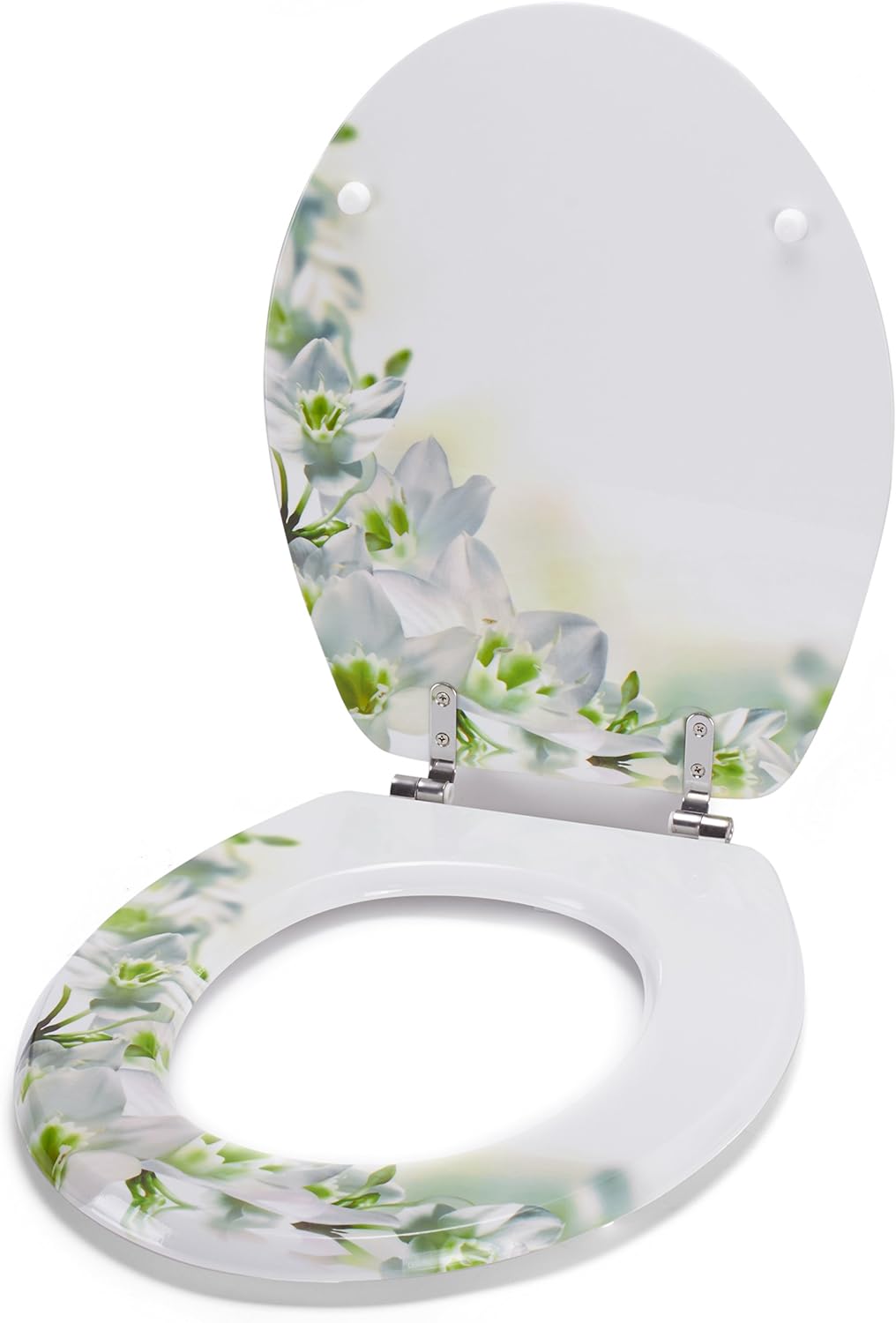 MSV WC Sitz Toilettendeckel MDF Holzkern „Sofaia“ Scharniere aus Edelstahl - hochwertige und stabile