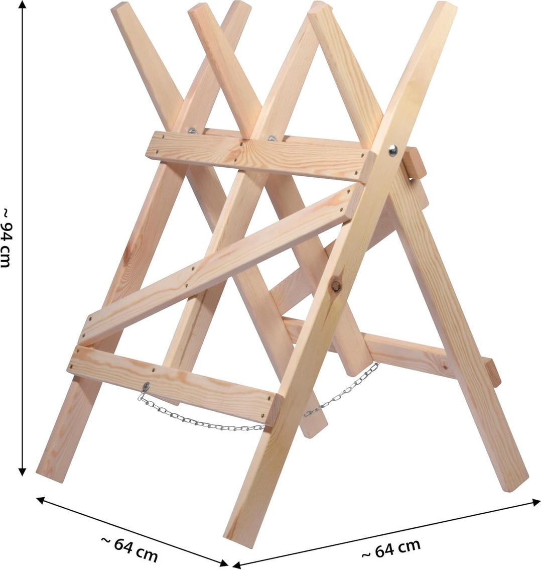 dobar® green label 56080FSCe Sägebock klappbar | Sägehilfe Massivholz | Sägegestell für Kaminholz |