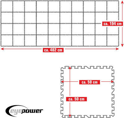 EYEPOWER 9,5m² Poolunterlage aus 40 grossen Matten - 50 x 50 x 1cm Dicke Poolmatte - Pool Unterlage