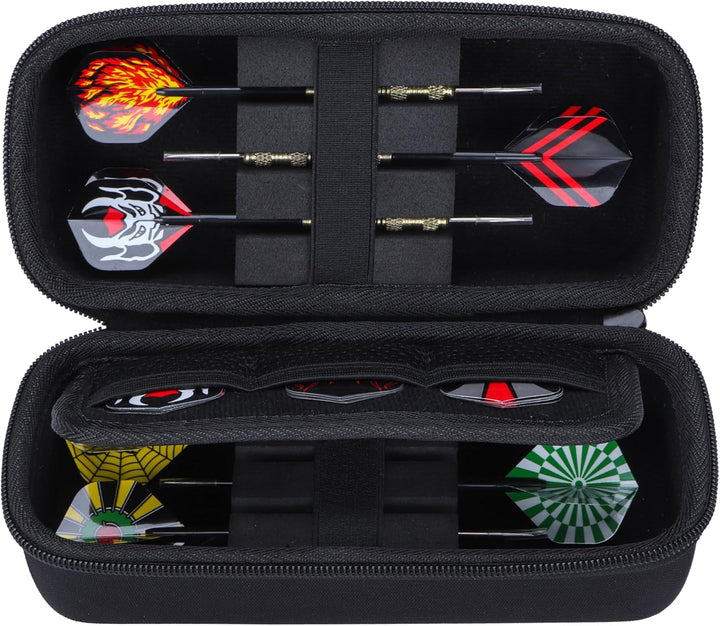 Lebakort Hart Hülle Dartpfeile Etui für 6 Stück Steeldarts oder weiche Spitze Darts,eingebaute Speic