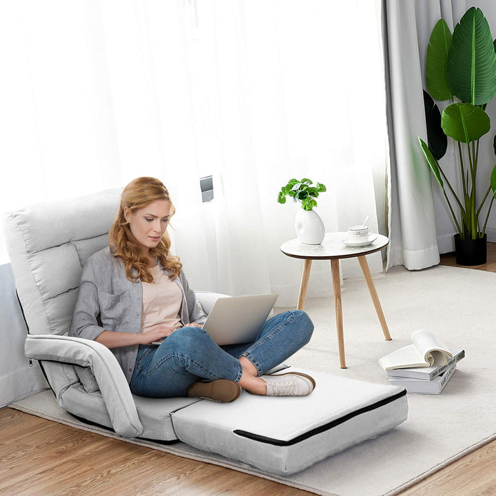 GOPLUS Bodensofa mtit Schlaffunktion, klappbarer Bodenstuhl mit Armlehnen & Kissen, Klappsessel mit