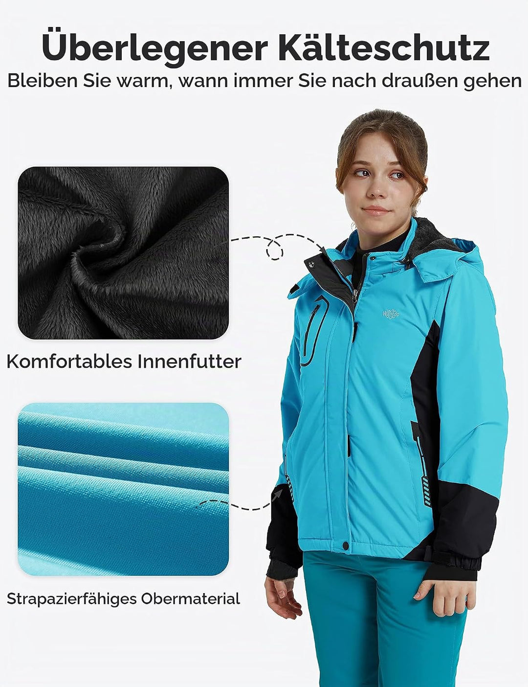 Wantdo Mädchen Berg Ski Jacke Warmer Winter Fleece Mäntel Wasserdichter Atmungsaktive RegenMäntel Ou