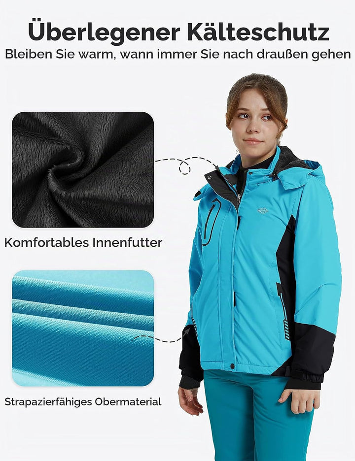 Wantdo Mädchen Berg Ski Jacke Warmer Winter Fleece Mäntel Wasserdichter Atmungsaktive RegenMäntel Ou