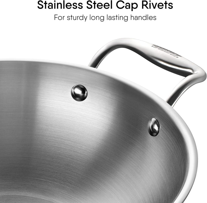 Stahl Stainless Steel Artisan Kadhai, 1-Piece, Silver (10 IN) Kadhai with Handle 26 cm, 3.3 Ltr, Kad